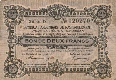 Frankreich 2 Francs - Sedan Region - December 1917 - Serial D