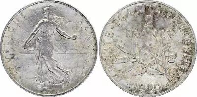Frankreich 2 Francs - Semeuse - 1909 - Silver