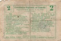 Frankreich 2 Francs - Unified Regional Bill - City of Vermand