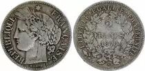 Frankreich 2 Francs Ceres - 1870 small A Paris - Fine to VF - Silver - KM.817