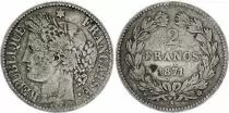 Frankreich 2 Francs Ceres 1871 K Bordeaux - within wreath - F to VF - Silver  KM.816