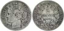 Frankreich 2 Francs Ceres 1871 K Bordeaux - within wreath - F to VF - Silver  KM.817