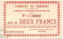 Frankreich 2 Francs Premont City - 1915
