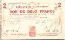Frankreich 2 Francs Saint-Gobain City - 1915