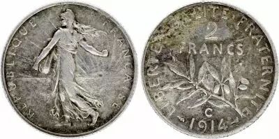 Frankreich 2 Francs Semeuse - 1914 C Castelsarrasin