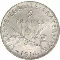 Frankreich 2 Francs Semeuse - 1914