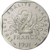 Frankreich 2 francs Sower - 1991 - Proof
