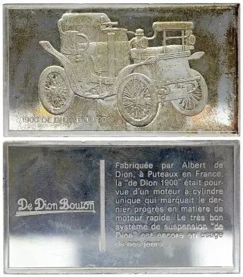 Frankreich 2 Oz Silver Bar - Medaillier Franklin - De Dion Bouton (1900) - Silver - 1982 - XF to AU