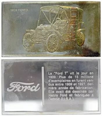 Frankreich 2 Oz Silver Bar - Medaillier Franklin - Ford T (1909) - Silver - 1982 - XF to AU