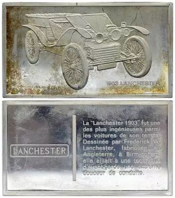 Frankreich 2 Oz Silver Bar - Medaillier Franklin - Lanchester 1903 (1903) - Silver - 1982 - XF to AU