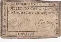 Frankreich 2 Sols - Ile et Vilaine - Commune de Redon - 04-06-1792