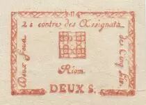 Frankreich 2 sous -  Municipality of Rion - Ranked R5 on Kolsky - 1792