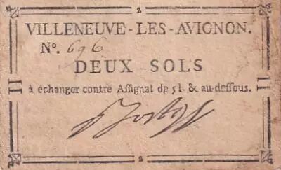 Frankreich 2 Sous - Gard - Commune de Villeneuve-les-Avignon - 1792