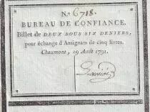 Frankreich 2 Sous 6 Deniers  - Haute-Marne - Bureau de Confiance de Chaumont - 19-08-1791 - 6718
