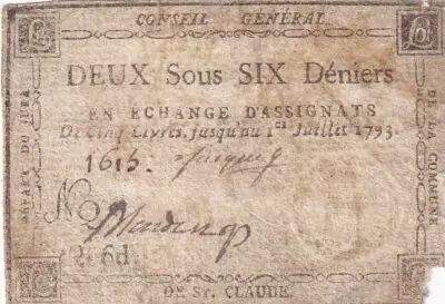 Frankreich 2 Sous 6 Deniers - Jura - Commune de Saint Claude - 1792