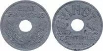 Frankreich 20 Centimes Etat Francais - 1941 in Zinc Type VINGT - VF