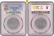 Frankreich 20 Centimes Etat Francais - 1942 in Zinc-  PCGS MS 64