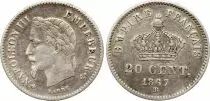 Frankreich 20 Centimes Napoleon III - 1867 BB Strasbourg Silver