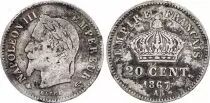 Frankreich 20 Centimes Napoleon III Head Laurel - 1867 A Paris Silver