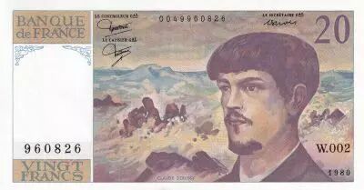 Frankreich 20 Francs - Debussy - 1980 - Serial W.002 - P.151