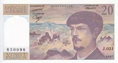 Frankreich 20 Francs - Debussy - 1987 - Serial J.021 - P.151