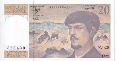 Frankreich 20 Francs - Debussy - 1990 - Serial N.028 - P.151