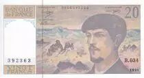 Frankreich 20 Francs - Debussy - 1991 - Serial B.034 - P.151