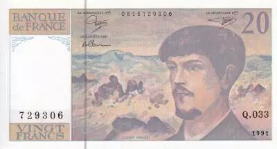 Frankreich 20 Francs - Debussy - 1991 - Serial Q.033 - P.151