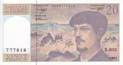 Frankreich 20 Francs - Debussy - 1991 - Serial X.033 - P.151