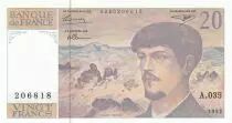 Frankreich 20 Francs - Debussy - 1992 - Serial A.035