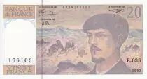 Frankreich 20 Francs - Debussy - 1992 - Serial E.035 - P.151