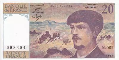 Frankreich 20 Francs - Debussy - 1997 - Serial N.002 - P.151