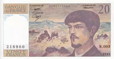 Frankreich 20 Francs - Debussy - 1997 - Serial N.003 - P.151