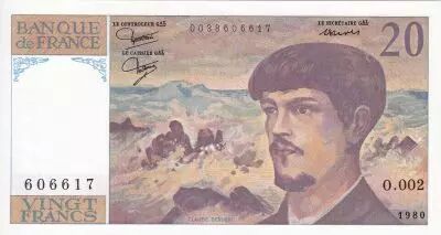 Frankreich 20 Francs - Debussy - 1997 - Serial O.002 - P.151