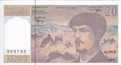 Frankreich 20 Francs - Debussy - 1997 - Serial Q.063 - P.151