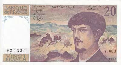 Frankreich 20 Francs - Debussy - 1997 - Serial V.003 - P.151
