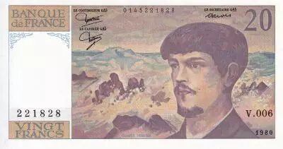 Frankreich 20 Francs - Debussy - 1997 - Serial V.006 - P.151