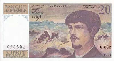 Frankreich 20 Francs - Debussy - Serial G.002 - 1980 - UNC - P.151
