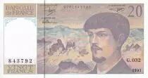 Frankreich 20 Francs - Debussy - Serial G.032 - 1990 - UNC - P.151