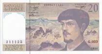 Frankreich 20 Francs - Debussy - Serial G.033 - 1990 - UNC - P.151