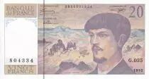 Frankreich 20 Francs - Debussy - Serial G.035 - 1992 - UNC - P.151