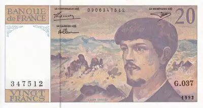 Frankreich 20 Francs - Debussy - Serial G.037 - 1992 - UNC - P.151