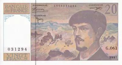 Frankreich 20 Francs - Debussy - Serial G.061 - 1997 - UNC - P.151