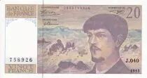 Frankreich 20 Francs - Debussy - Serial J.040 - 1993 - UNC - P.151