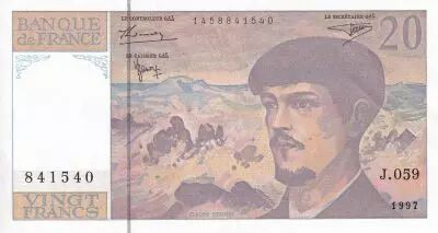 Frankreich 20 Francs - Debussy - Serial J.059 - 1997 - UNC - P.151