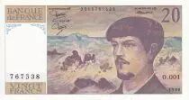 Frankreich 20 Francs - Debussy - Serial O.001 - 1980 - UNC - P.151