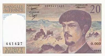 Frankreich 20 Francs - Debussy - Serial O.002 - 1980 - UNC - P.151