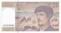 Frankreich 20 Francs - Debussy - Serial O.035 - 1992 - UNC - P.151