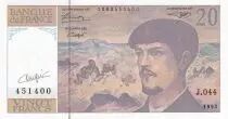 Frankreich 20 Francs - Debussy - Sign Vigier - 1993 - Serial J.044 - P.151