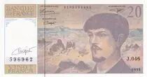 Frankreich 20 Francs - Debussy - Sign Vigier - 1993 - Serial J.046 - P.151